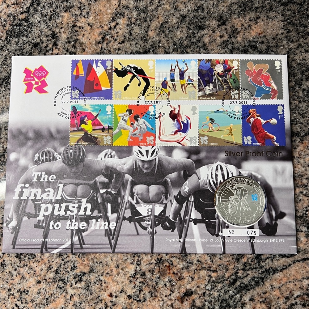 London 2012 Olympic Stamps and  £5 Sterling Coin Set. #79/500 issued
